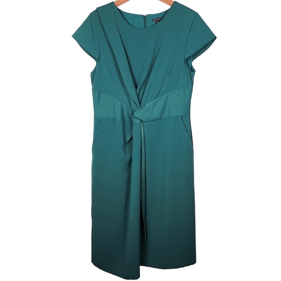 NWOT Ann Taylor Twist Front Green Sheath Dress - Picture 5 of 8